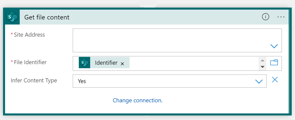 Capture d’écran du nœud Obtenir le contenu du fichier.