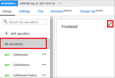 Capture d’écran mettant en évidence l’icône de crayon dans l’écran FrontEnd.