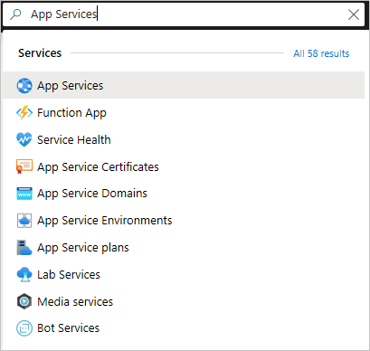 Rechercher App Services, portail Azure, créer une application web PHP