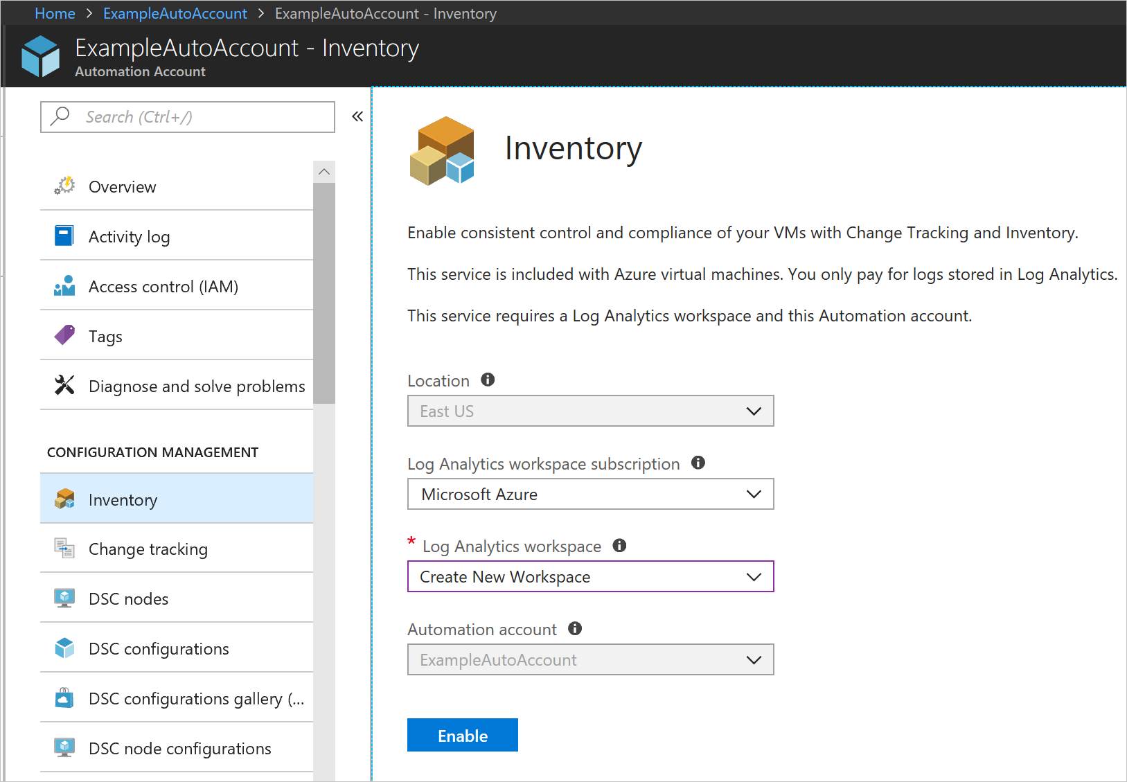 Bannière de configuration de Inventory