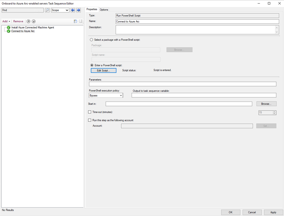 Capture d’écran montrant une séquence de tâches en cours de modification dans Configuration Manager.