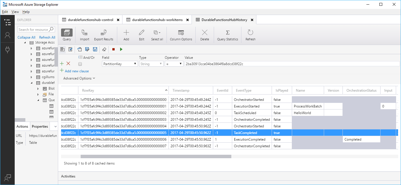 Capture d'écran de l'Explorateur Stockage Azure