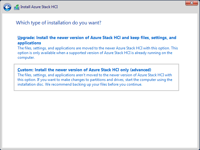 Capture d’écran de la page de langue de l’Assistant Installer le type d’instance Azure Stack HCI.