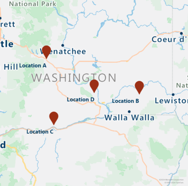 Une capture d’écran montrant les emplacements des turbines sur une carte.