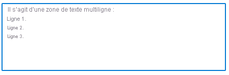 Capture d'écran d'une zone de texte multiligne utilisant l'élément d'interface utilisateur Microsoft.Common.TextBox.