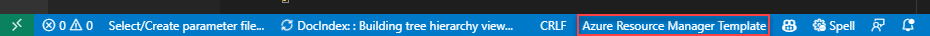 Capture d’écran d’Azure Resource Manager comme mode de langage Visual Studio Code.