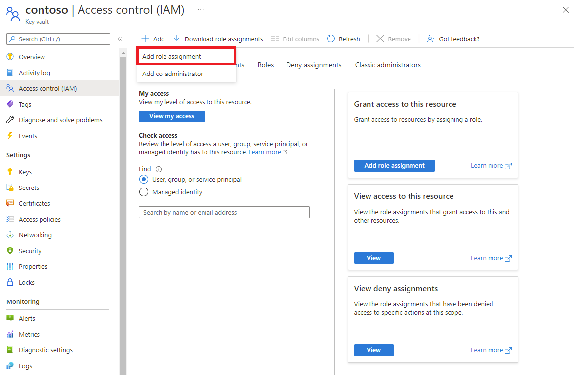 Capture d’écran de Contrôle d’accès (IAM), Ajouter une attribution de rôle.