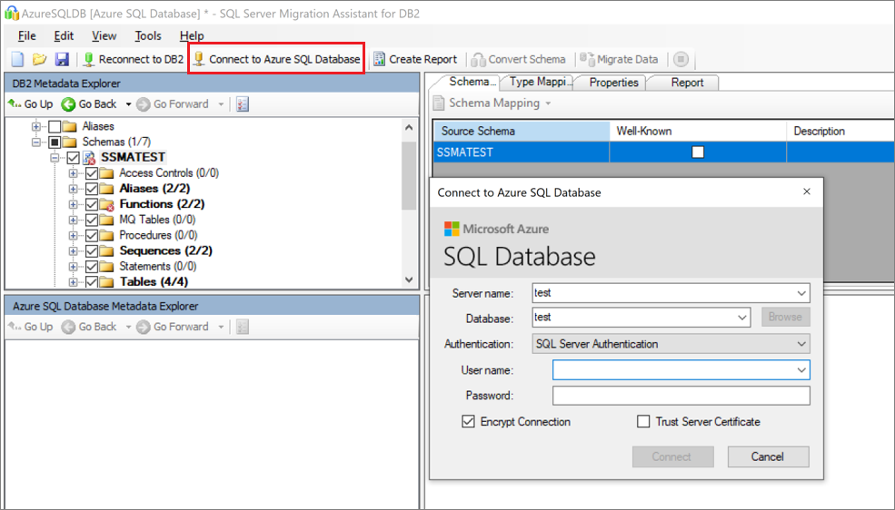 Capture d’écran montrant les détails nécessaires pour se connecter au serveur logique dans Azure.