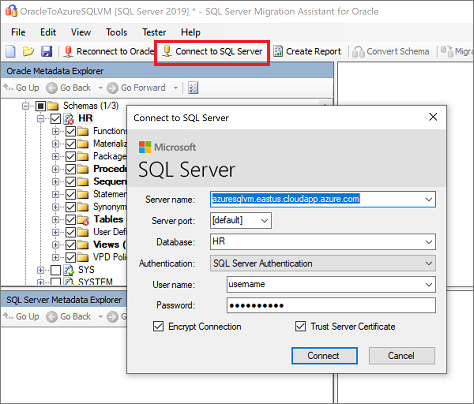 Capture d’écran montrant comment se connecter à SQL Server.