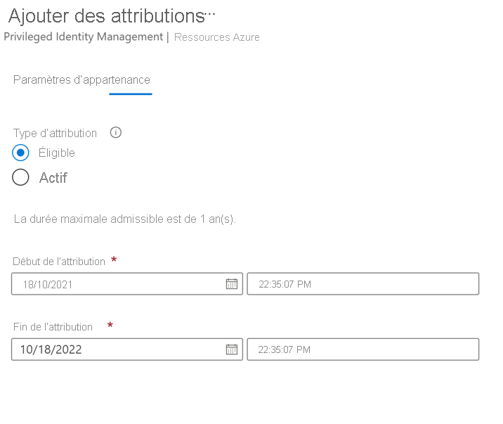 Capture d’écran montrant comment ajouter des attributions – paramètre.