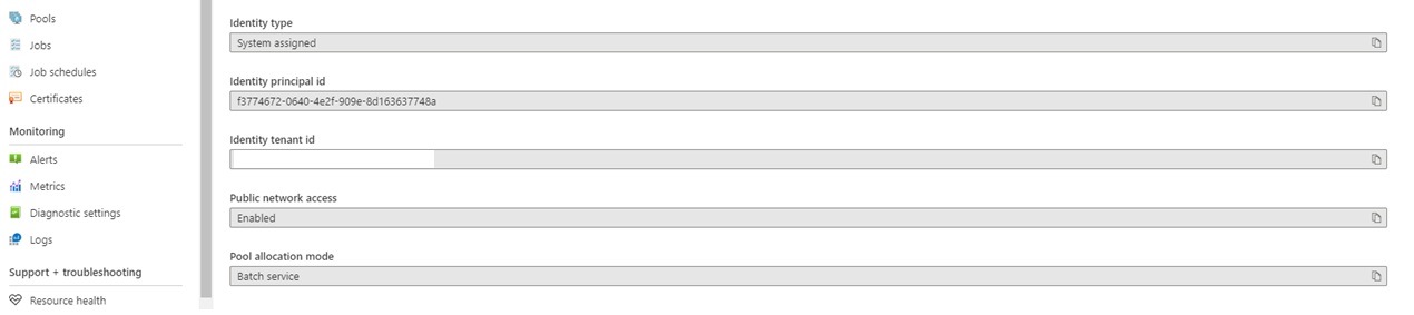 Capture d’écran montrant un GUID unique dans le champ ID de principal d’identité.