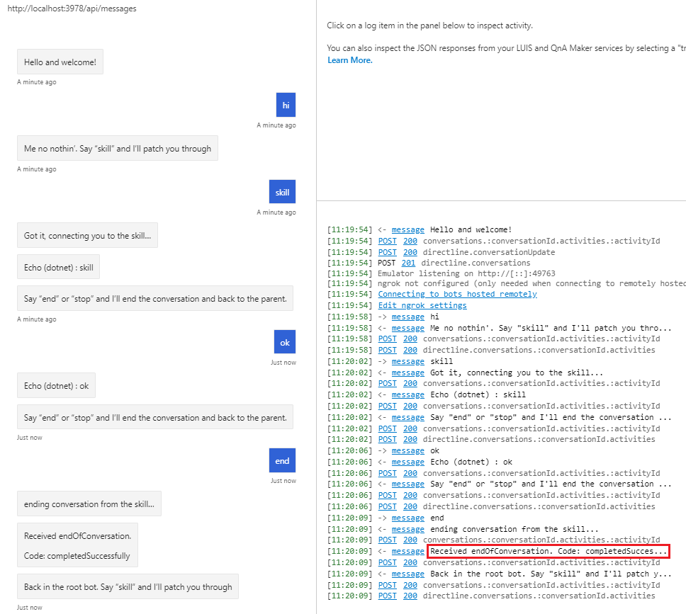 Exemple de transcription d’une interaction avec le consommateur de compétences.