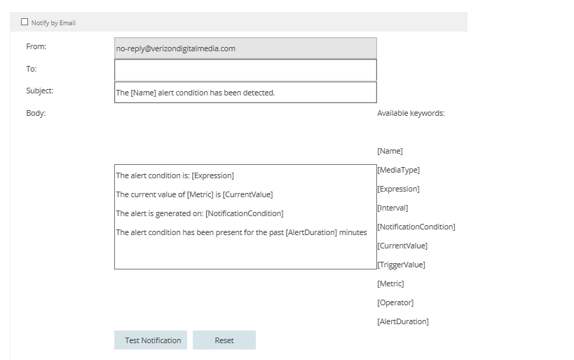 Formulaire de notification par courrier électronique