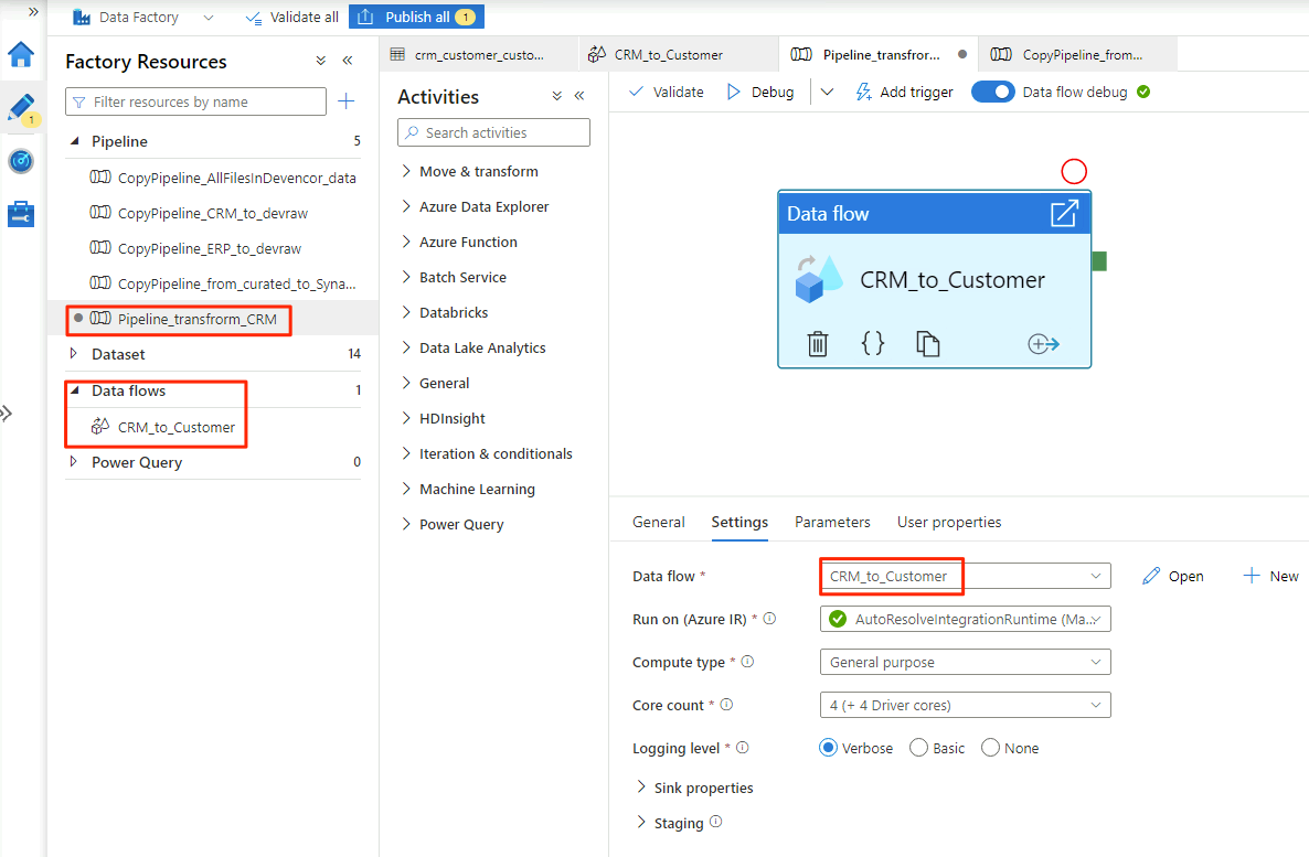 Capture d’écran présentant le pipeline de transformation du CRM.