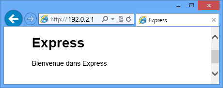 Page Web contenant Bienvenue sur Express.