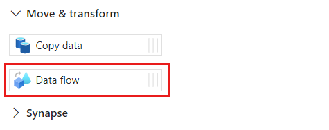 Capture d’écran de l’option d’activité de flux de données dans la section des activités.