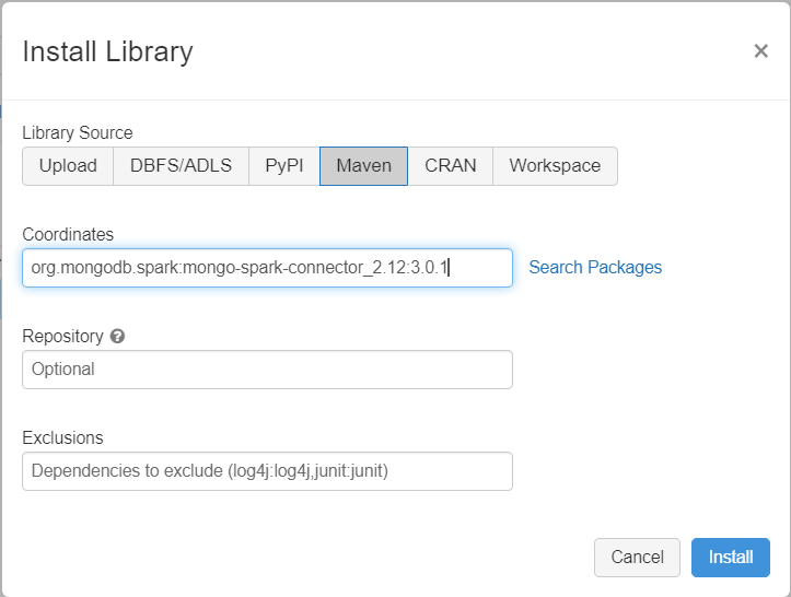 Illustration de l’ajout de dépendances de cluster Databricks.