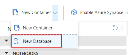 Capture d’écran de l’option Nouvelle base de données dans la barre de commandes Data Explorer.