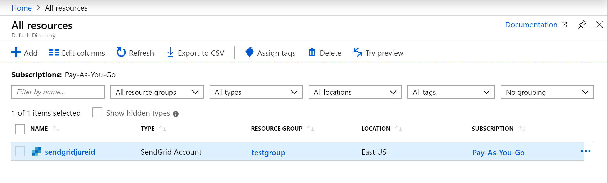 Capture d’écran montrant la page Toutes les ressources.