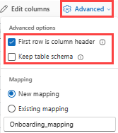 Capture d’écran des options CSV avancées.