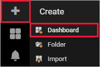 Capture d’écran du menu paramètres Grafana avec l’option de tableau de bord mise en surbrillance.