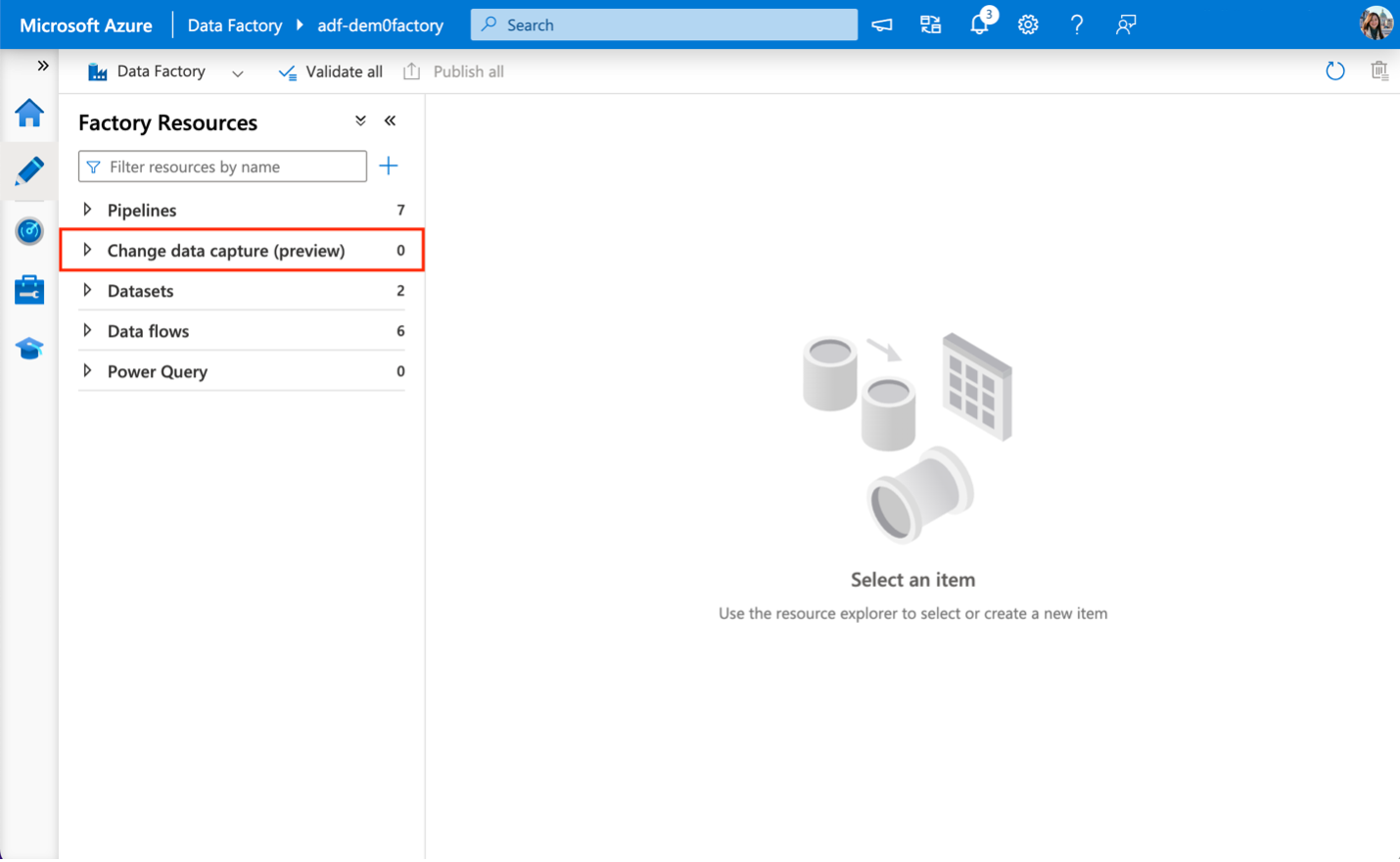 Capture d’écran de la nouvelle ressource de niveau supérieur dans le panneau Ressources d’usine.