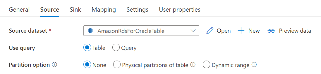 Capture d’écran représentant les options de partition.