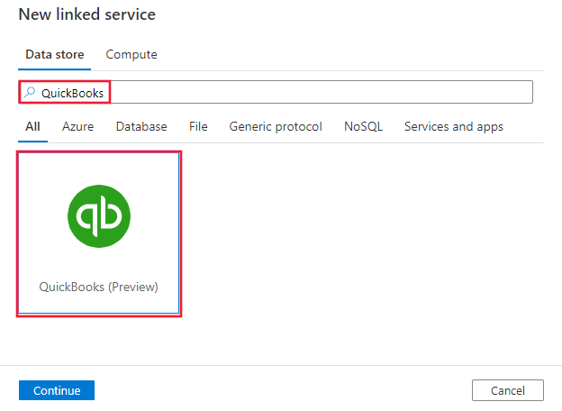 Capture d’écran du connecteur QuickBooks.