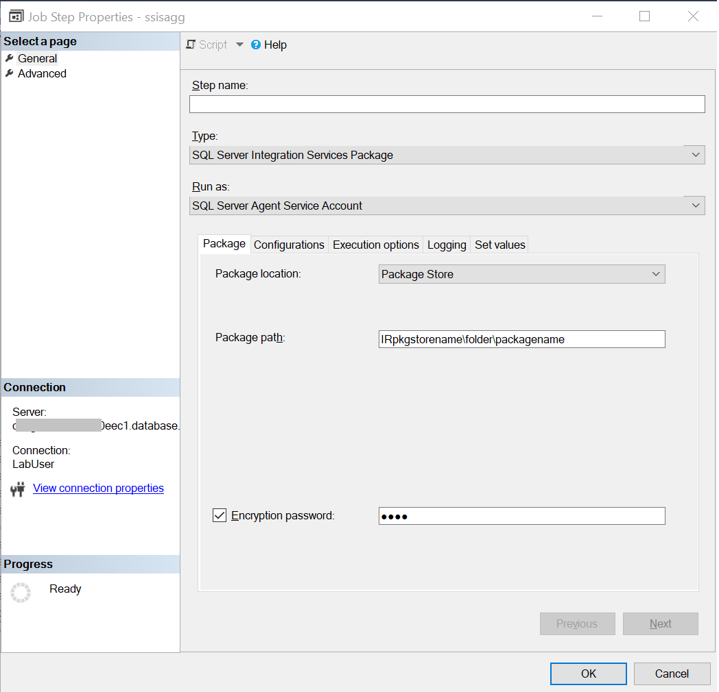 Options pour le type de magasin de packages