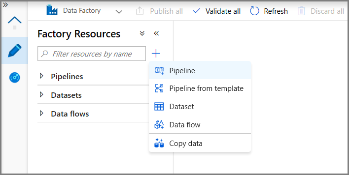 Menu Nouveau pipeline