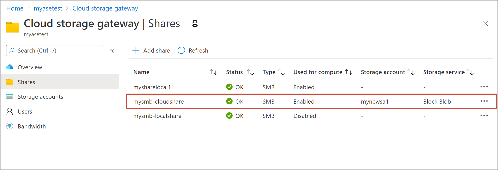 Screenshot of the Share mounted confirmation.