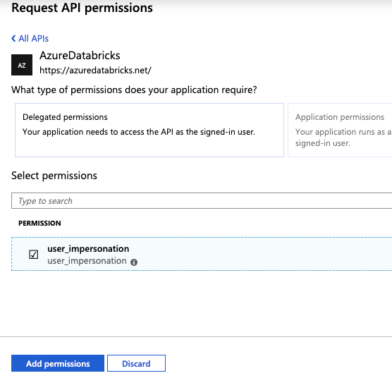 Autorisations déléguées de l'application Azure