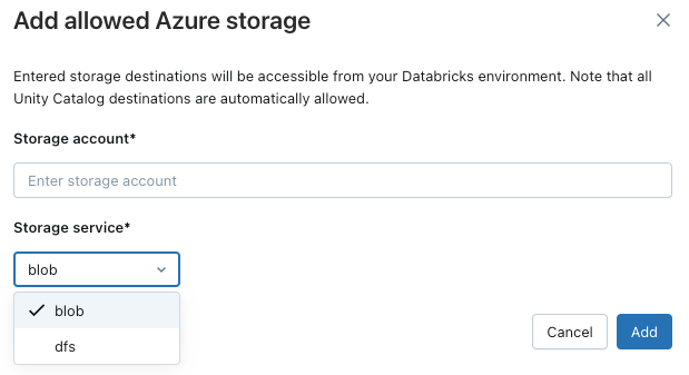 Ajouter une destination de stockage.