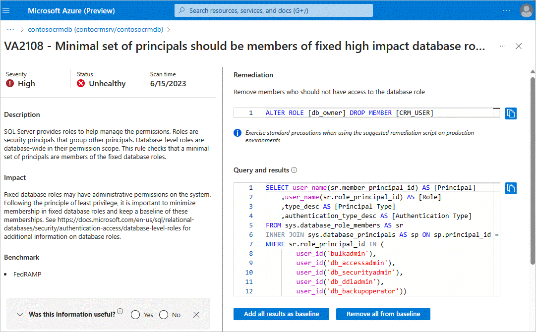 Capture d’écran de l’examen des résultats d'une analyse des vulnérabilités.