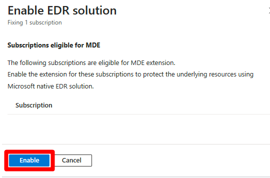 Capture d’écran montrant la fenêtre contextuelle dans laquelle activer l’intégration de Defender for Endpoint.