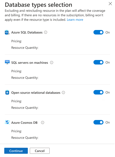 Capture d’écran montrant les ressources disponibles que vous pouvez activer.