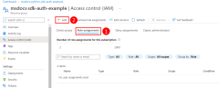 Capture d’écran montrant comment accéder à l’onglet Attributions de rôles et à l’emplacement du bouton utilisé pour ajouter des attributions de rôles à un groupe de ressources.