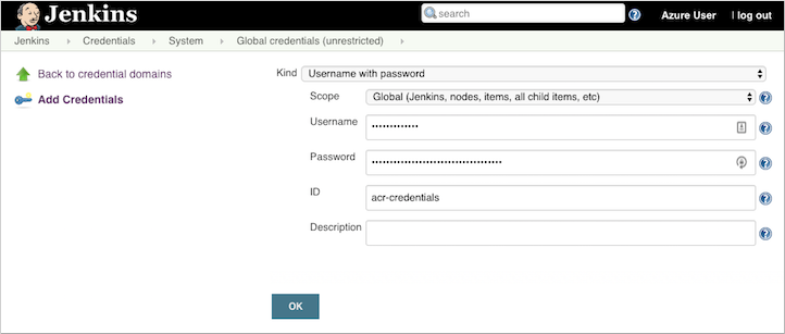 Créer un objet d’informations d’identification Jenkins avec les informations du principal du service