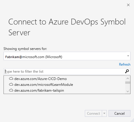 Se connecter au serveur de symboles Azure DevOps