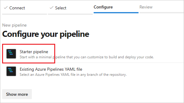 Capture d’écran de la liste des modèles de pipeline.