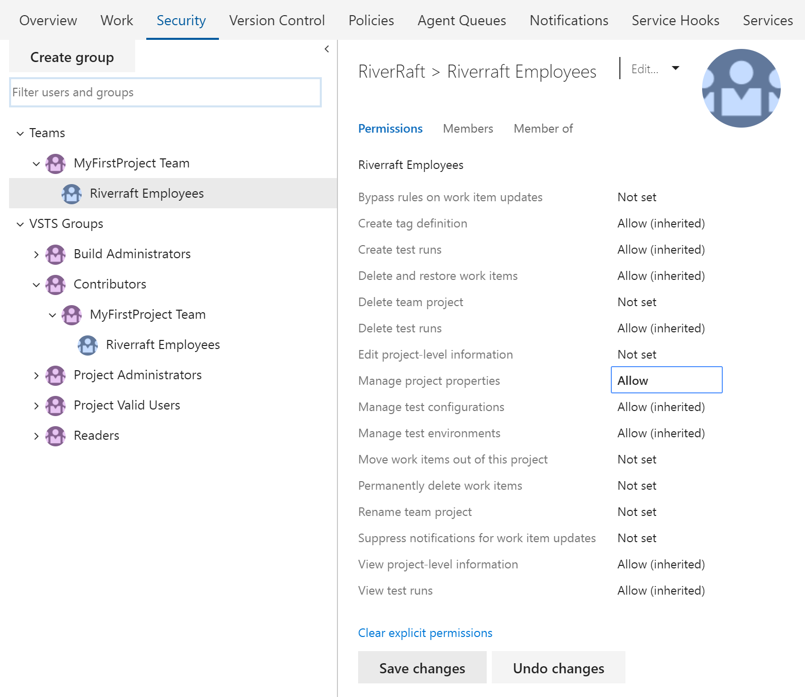 Autorisations de groupe Azure AD