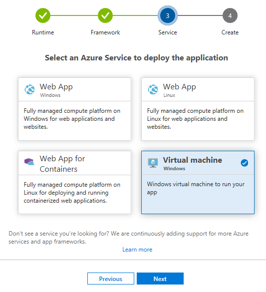 Option de machine virtuelle DevOps Project