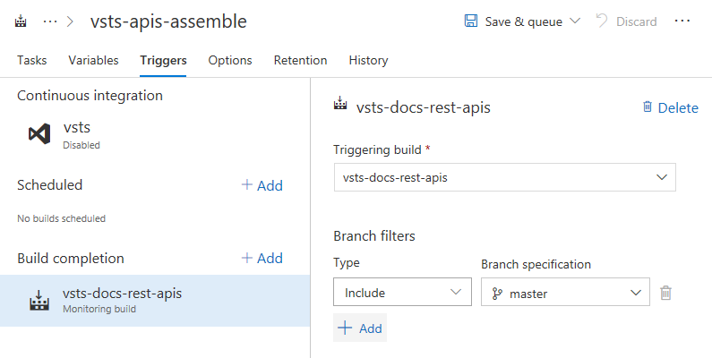 Configurer le chaînage de build