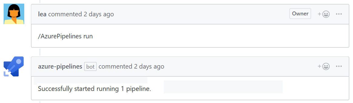 Exécutez des pipelines à l’aide de commentaires de demande de tirage GitHub.