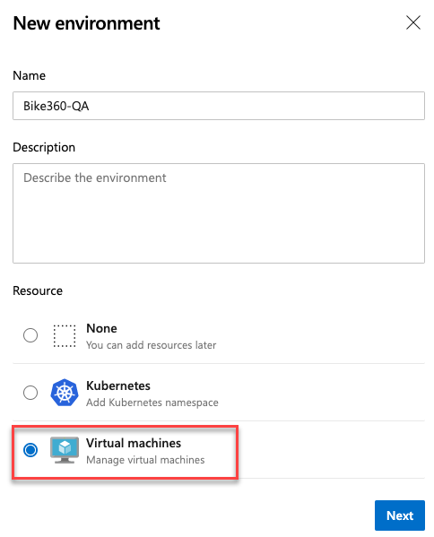 Déploiements de machines virtuelles avec des environnements.