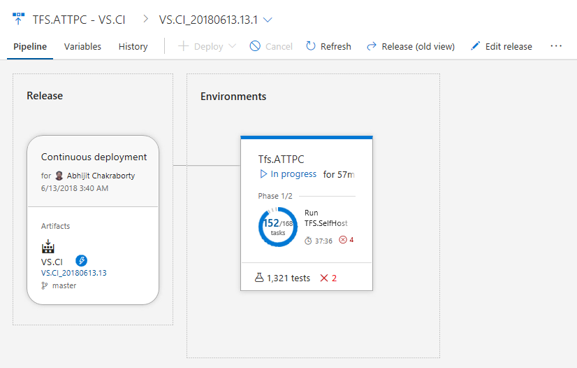 Vue de test en cours