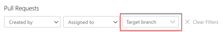 Capture d’écran des options de filtrage des demandes de tirage (pull request) Azure Pipelines.