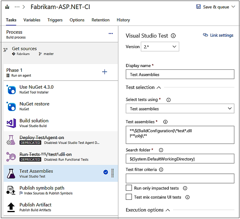 Tâche Test Visual Studio