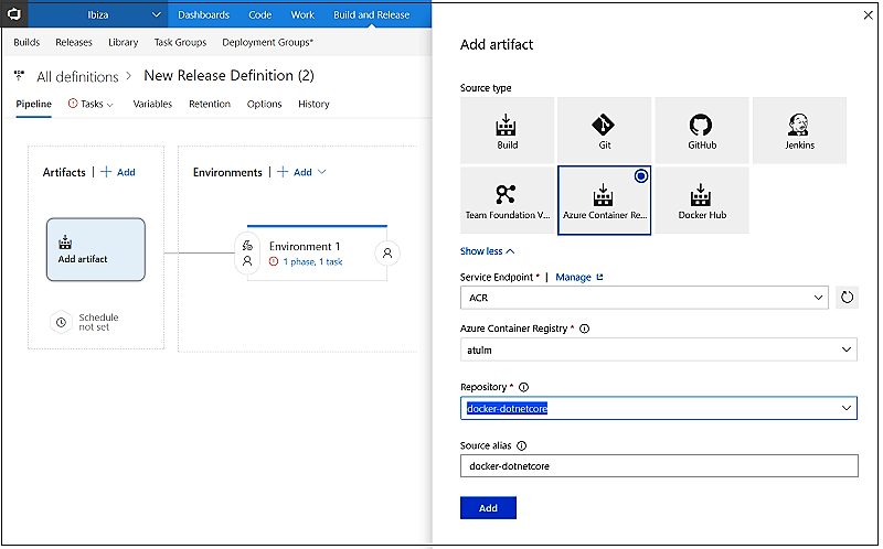 Source d’artefact Docker Hub