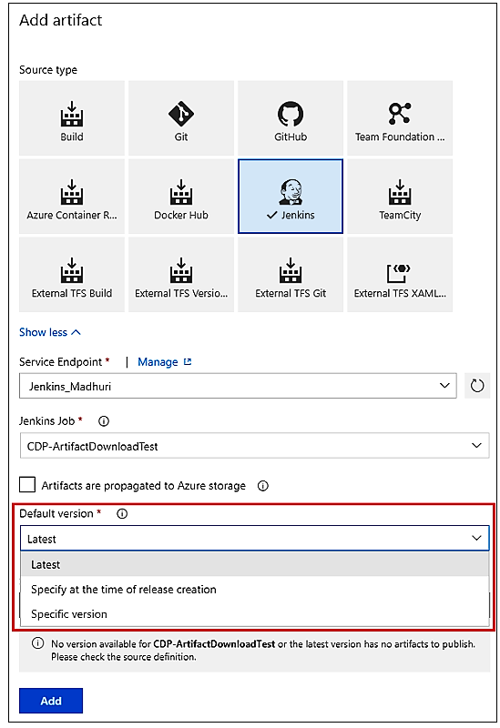 Version par défaut des artefacts Jenkins